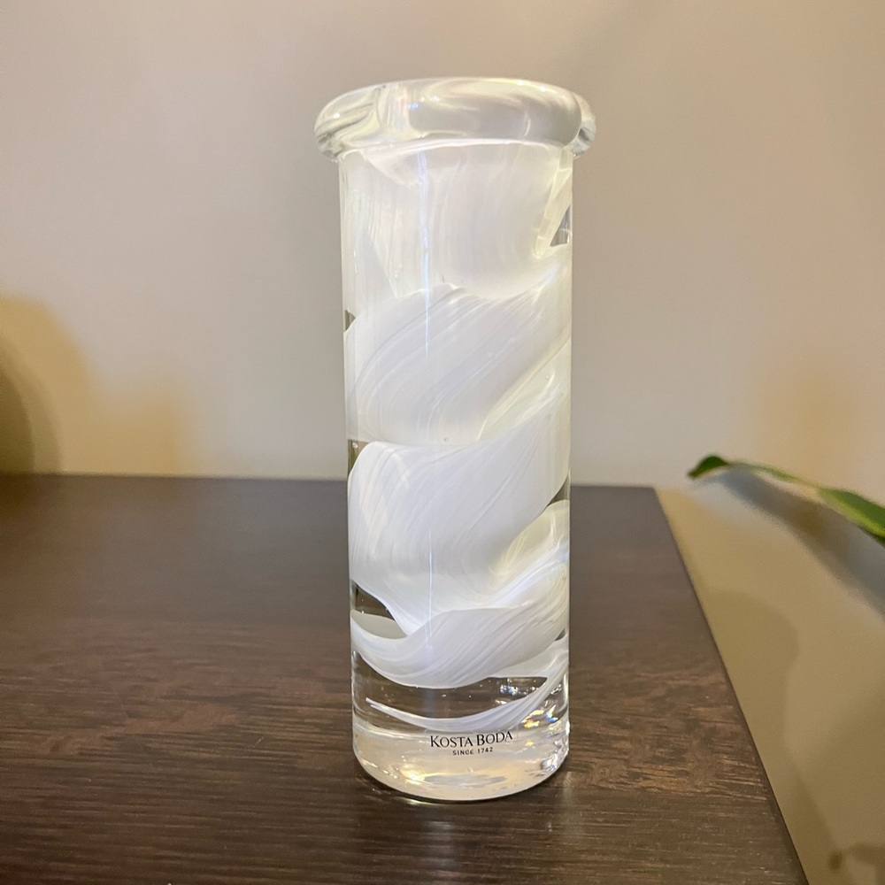 Kosta Boda Atoll Swirl Candlestick Holder Crystal Scandinavian